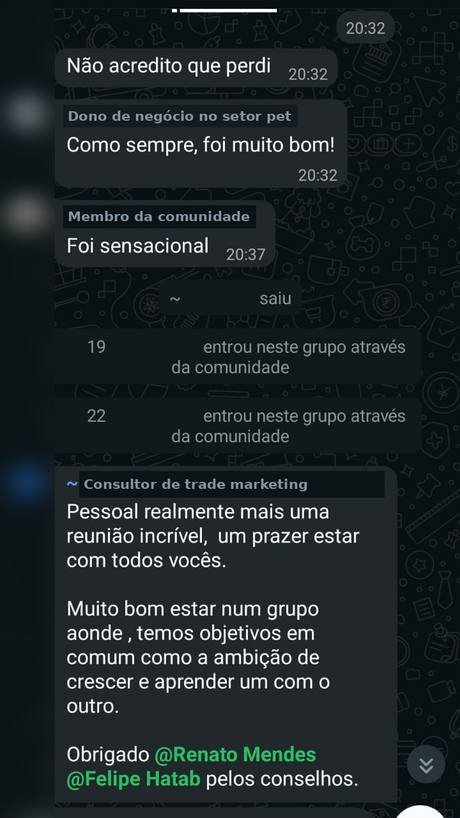 Print da comunidade no WhatsApp