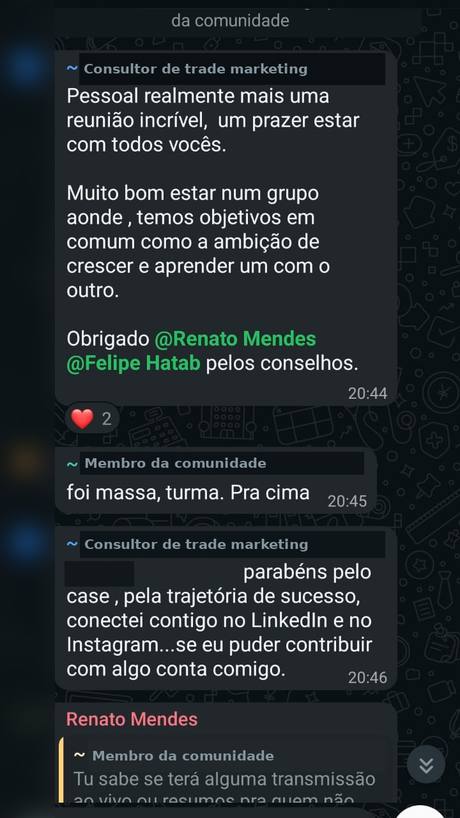 Print da comunidade no WhatsApp