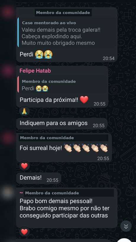 Print da comunidade no WhatsApp