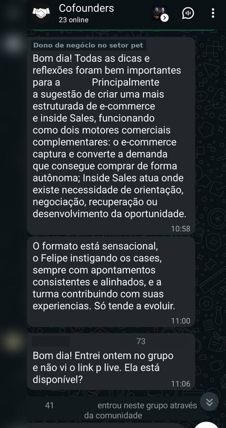 Print da comunidade no WhatsApp